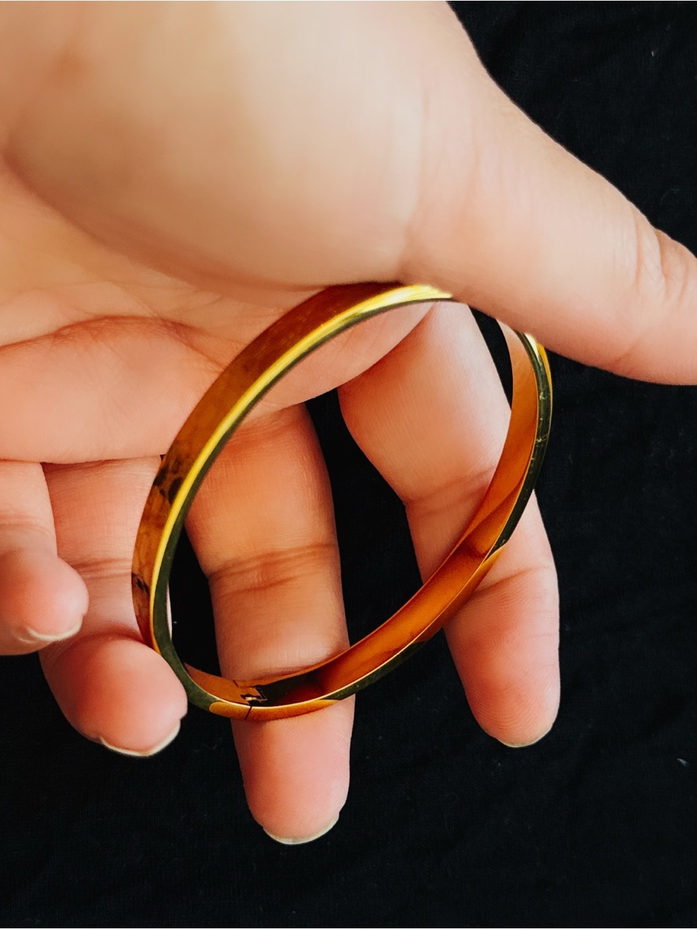 Gold Tone pattern Hinged Bangle Bracelet